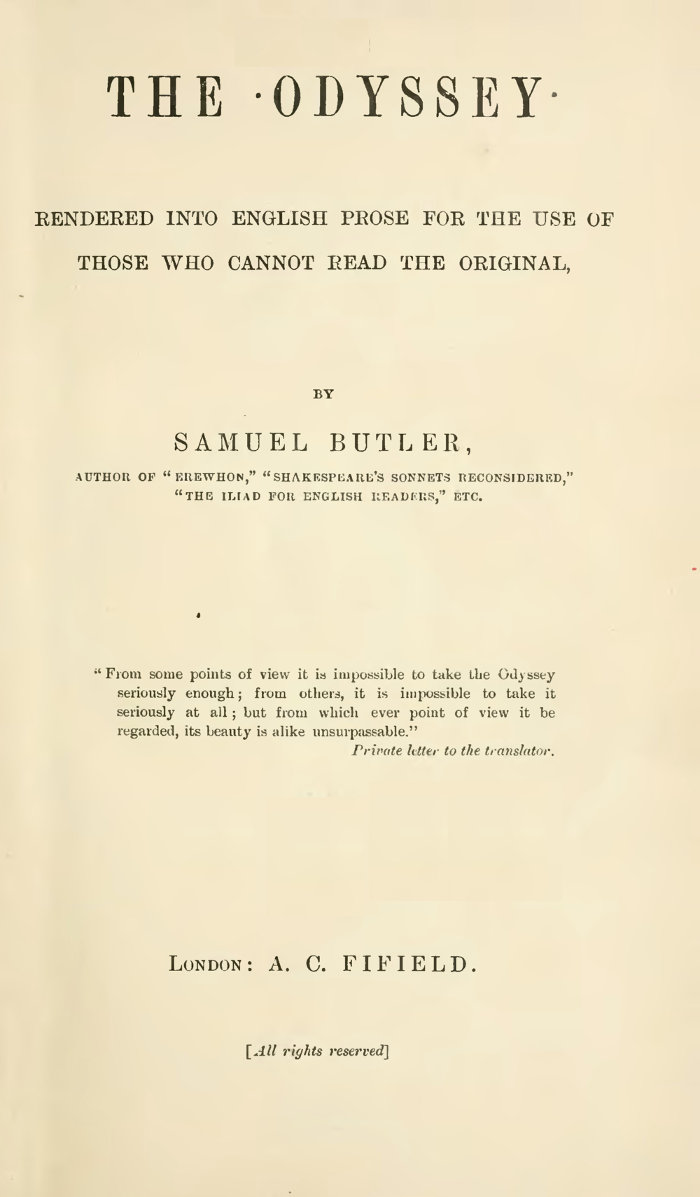 Homer: The Odyssey (1900, A. C. Fifield)