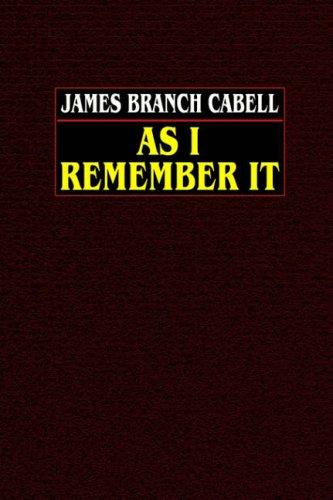 James Branch Cabell: As I Remember It (Paperback, Wildside Press)