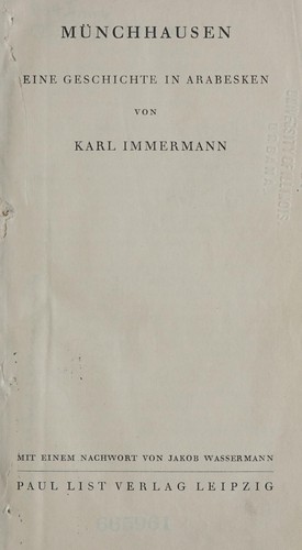 Karl Leberecht Immermann: Münchhausen (German language, 1925, P. List)